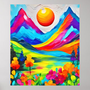 Dreamy Mountain Majesty Painting  Poster