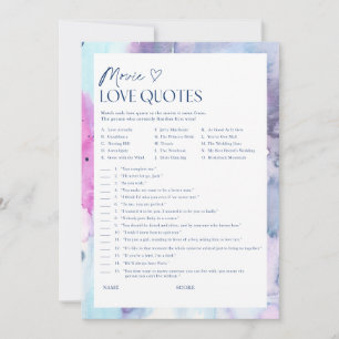 Dreamy Movie Love Quotes Bridal Shower Game Card