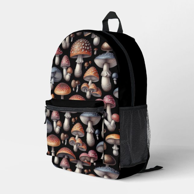 Dreamy Mushrooms Printed Backpack (Back Corner Right)