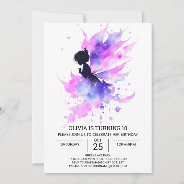 Dreamy Mythical Fairy Birthday Invitation (Front)
