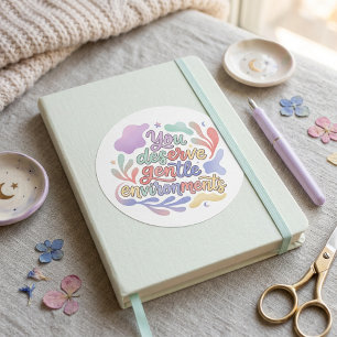 Dreamy Neurodivergent Affirmation Pastel Typograph Classic Round Sticker