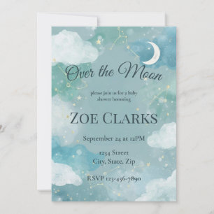 Dreamy Night Sky Baby Boy Shower Invitation