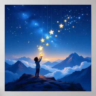 Dreamy Night Sky Star Child Wall Art