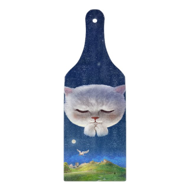 Dreamy Night Sky with Cat Cutting Board (Front)
