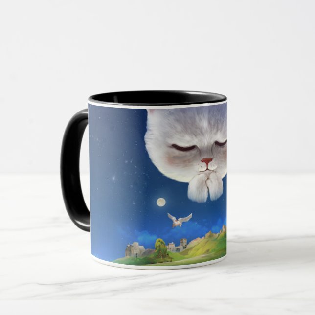 Dreamy Night Sky with Cat Mug (Front Left)