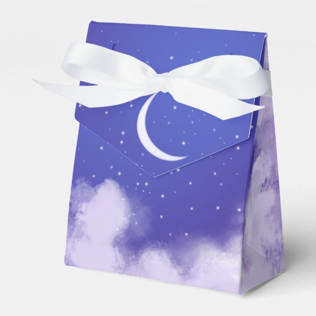 Dreamy Night Sky with Crescent Moon Favour Box (Front Side)