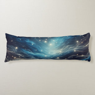 Dreamy Night Sky - With Sparkles and Silver Swirls Body Cushion