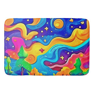 Dreamy Night: Starry Landscape Bath Mat