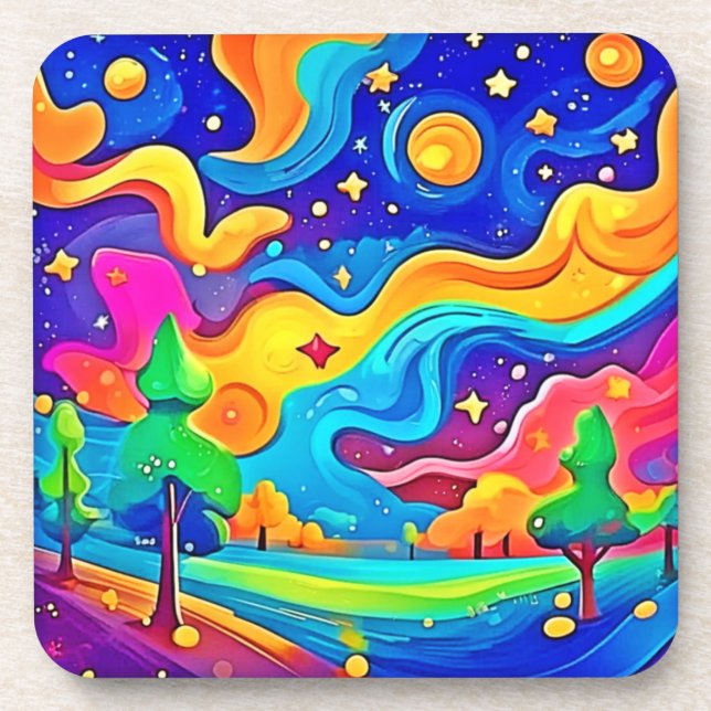 Dreamy Night: Starry Landscape Coaster (Front)
