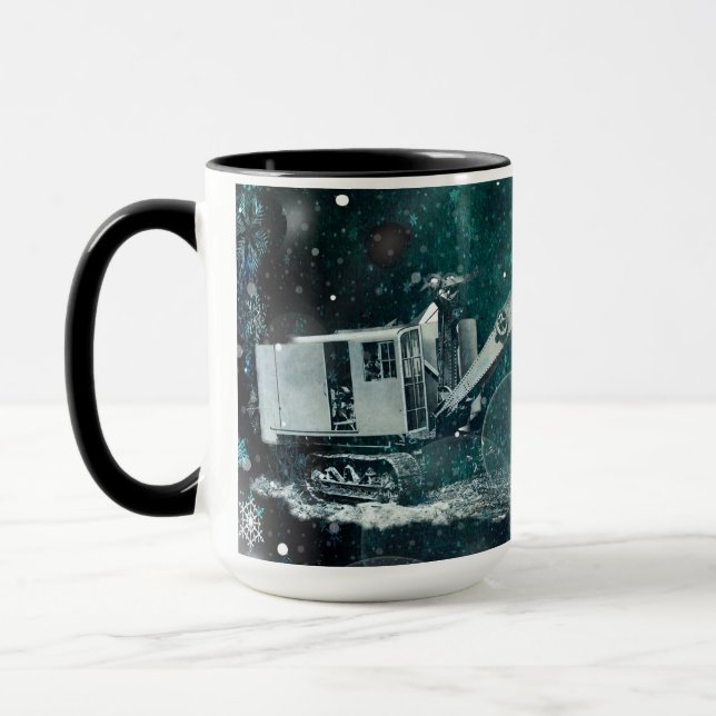 Dreamy Northwest Shovel Heavy Equipment Winter Mug (Left)