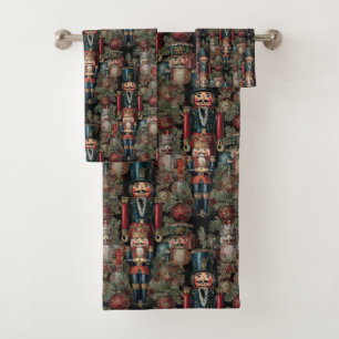 Dreamy Nutcracker Christmas Deep Blue Bath Towel Set