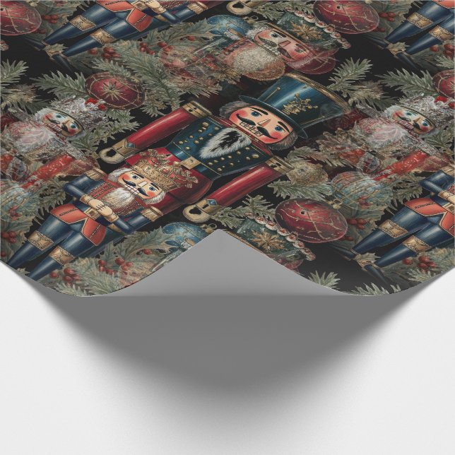 Dreamy Nutcracker Christmas Deep Blue Wrapping Paper (Corner)