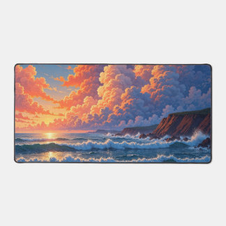 Dreamy Ocean Sunset Cumulus Clouds Coastal Scenery Desk Mat
