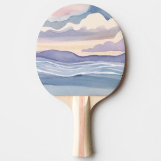 Dreamy Ocean Waves | Watercolor Ping Pong Paddle