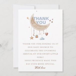 Dreamy Over the Moon blue baby shower Thank You Card