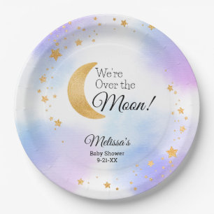 Dreamy Over the Moon Gender Neutral Baby Shower Paper Plate