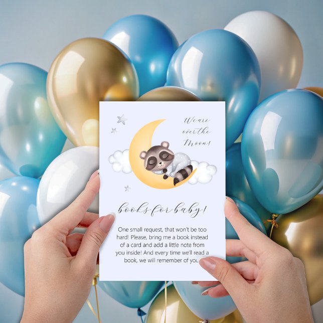 Dreamy Over the Moon Racoon Boy Baby Shower Enclosure Card (Dreamy Over the Moon Raccoon Boy Baby Shower Enclosure Card)