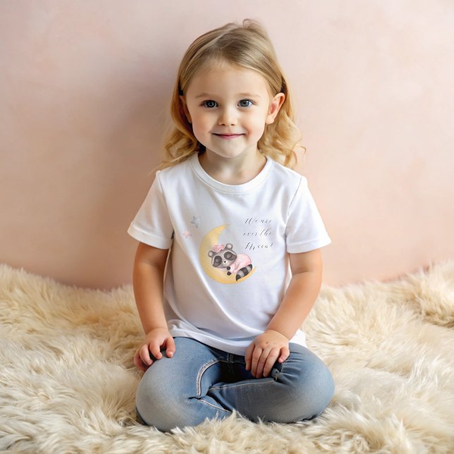 Dreamy Over the Moon Racoon Girl Baby Shower Baby T-Shirt (Dreamy Over the Moon Raccoon Girl Baby Shower Baby T-Shirt)