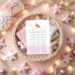 Dreamy Over the Moon Racoon Girl Baby Shower Game