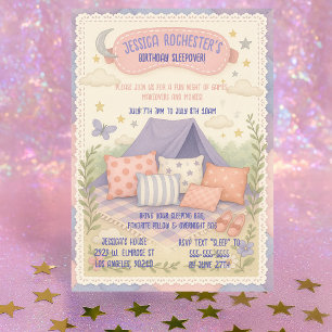 Dreamy Pastel Birthday Sleepover Under the Stars Invitation