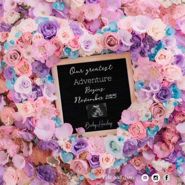 dreamy pastel bloom pregnancy announcement  (Creator Uploaded)