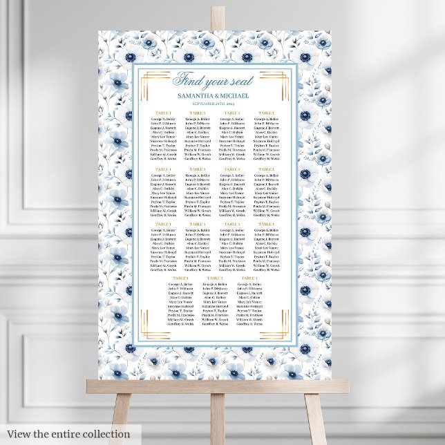 Dreamy Pastel Blue Gold Watercolor Seating Chart (Dreamy Pastel Blue Gold Watercolor Seating Chart)