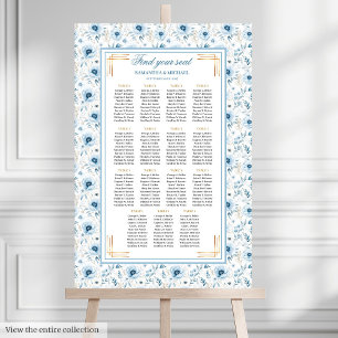 Dreamy Pastel Blue Gold Watercolor Seating Chart