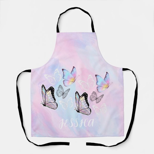 Dreamy Pastel Butterfly Personalised Apron (Front)