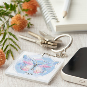 Dreamy Pastel Butterfly Sticker Soft Aesthetic Key Ring