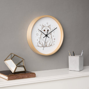 Dreamy Pastel Cat Wall Clock   Aesthetic 10" Round