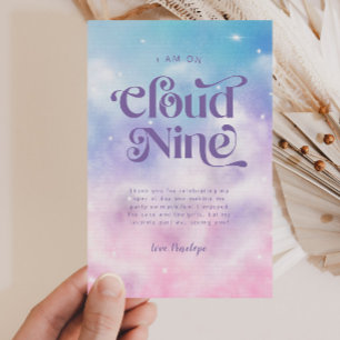 Dreamy Pastel Cloud Nine 9th Birthday Party Thank You Card