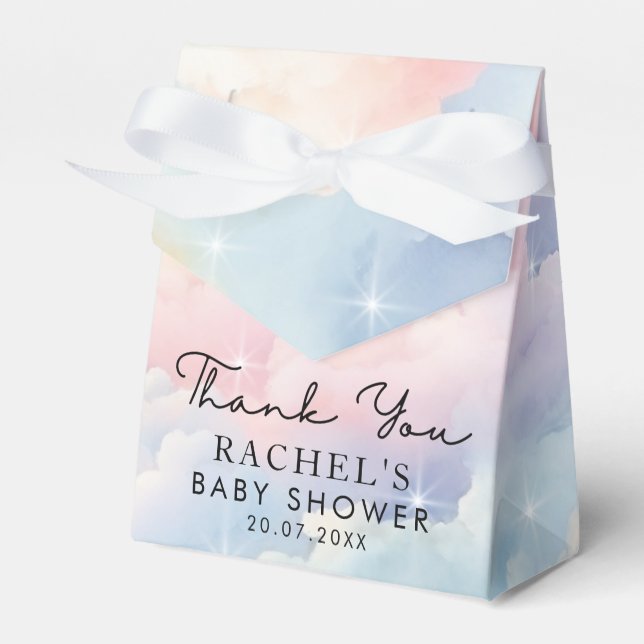 Dreamy Pastel Cloud Nine Baby Shower Favour Box (Front Side)