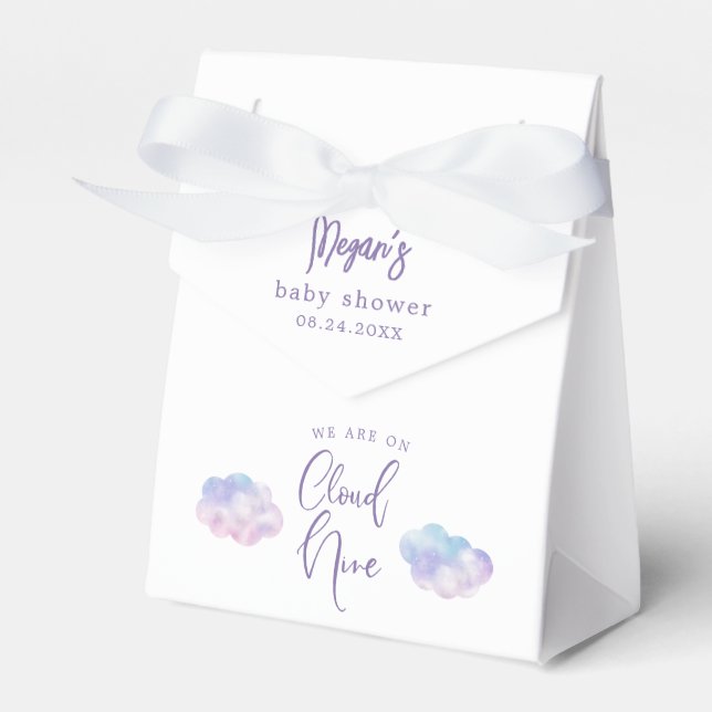 Dreamy Pastel Cloud Nine Girl Baby Shower Favour Box (Front Side)