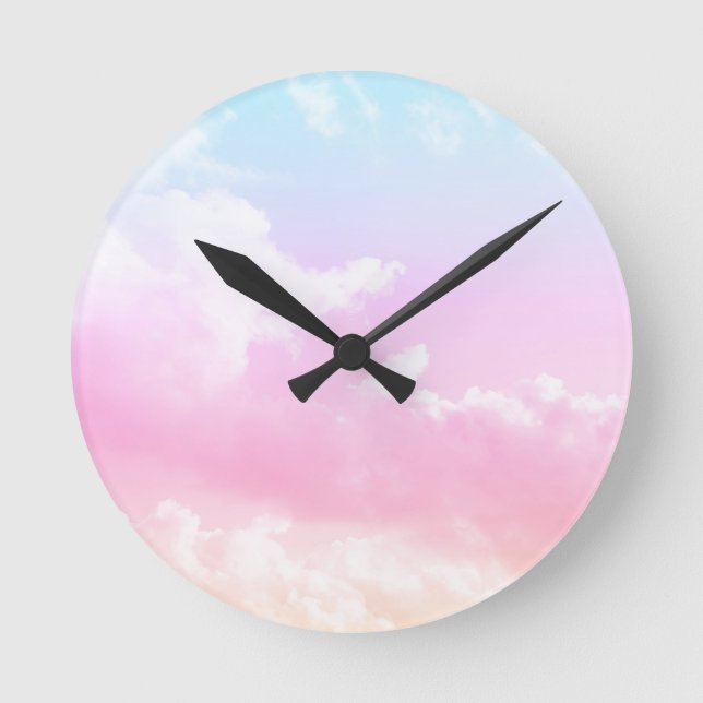Dreamy Pastel Clouds #1 #decor #art Round Clock (Front)