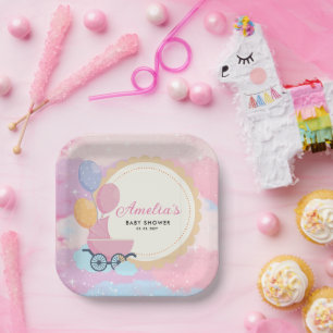 Dreamy Pastel Clouds Baby Shower  Paper Plate