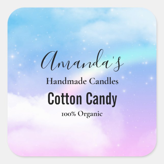 Dreamy Pastel Clouds with a Rainbow Square Sticker (Front)