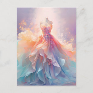 Dreamy Pastel Couture Gown Art Postcard