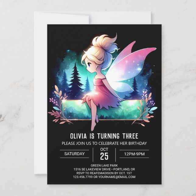 Dreamy Pastel Fairy Birthday Invitation (Front)
