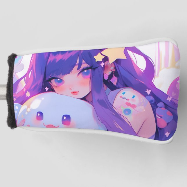 Dreamy Pastel Kawaii Magical Anime Girl Aesthetic Golf Head Cover (Front)