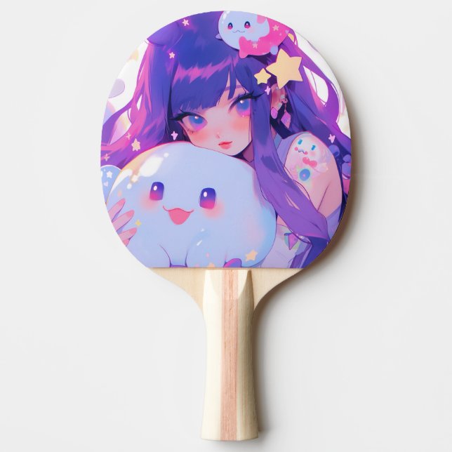 Dreamy Pastel Kawaii Magical Anime Girl Aesthetic Ping Pong Paddle (Front)
