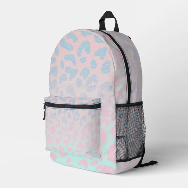 Dreamy Pastel Leopard Print Backpack (Back Corner Right)