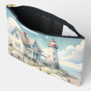 Dreamy Pastel Lighthouse by the Sea Accessory Pouch