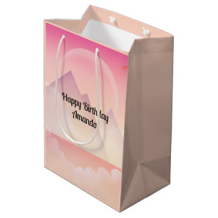 Dreamy Pastel Mountain Landscape Birthday Medium Gift Bag