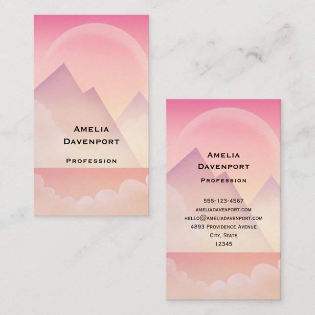 Dreamy Pastel Mountain Landscape Business Card (Front/Back)