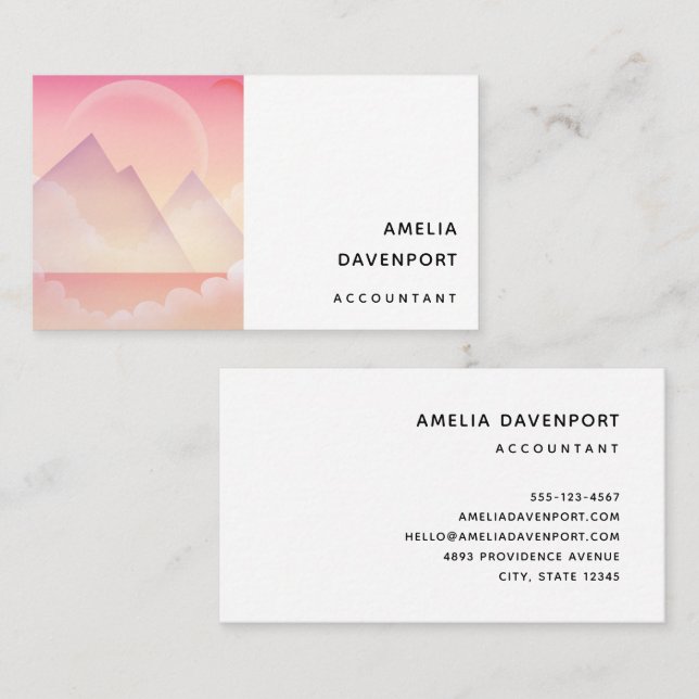 Dreamy Pastel Mountain Landscape Business Card (Front/Back)