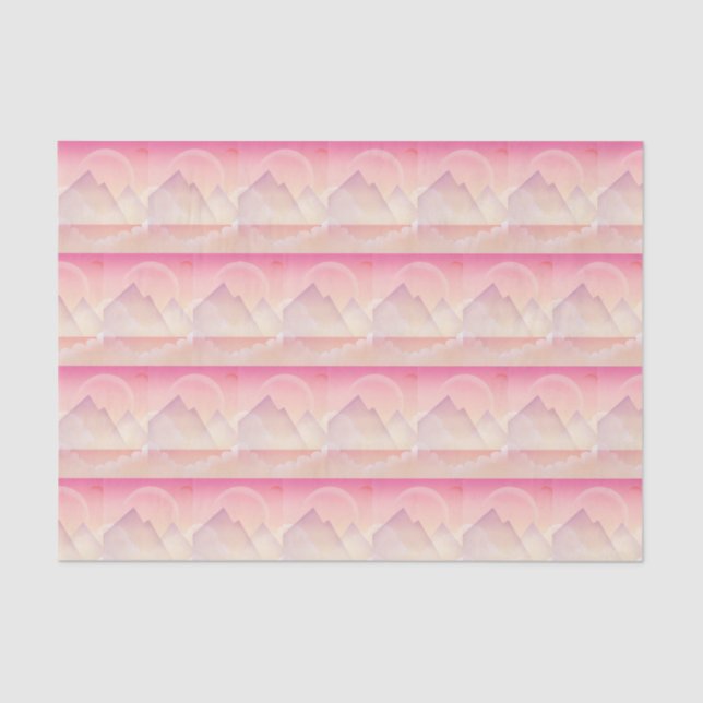 Dreamy Pastel Mountain Landscape Pattern Tissue Paper (Front)