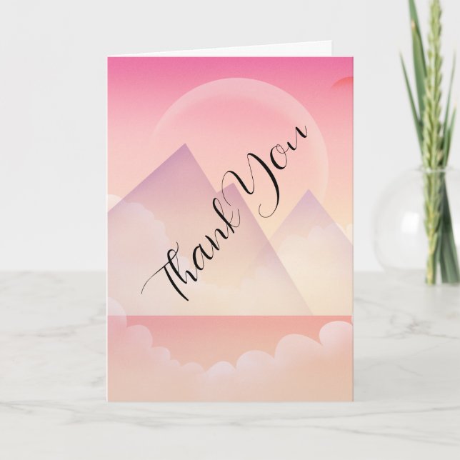 Dreamy Pastel Mountain Landscape Thank You Card (Front)