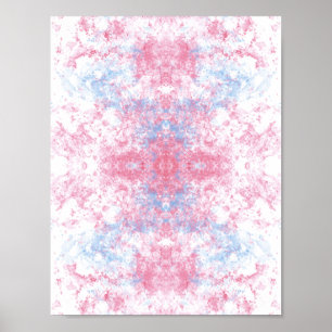 Dreamy Pastel Pink and Blue Watercolor Abstract Poster