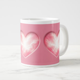 Dreamy Pastel Pink Ethereal Glowing Cloud Heart Large Coffee Mug