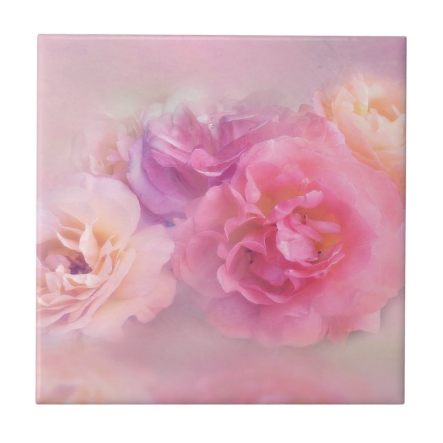 Dreamy Pastel Roses   Ceramic Tile (Front)